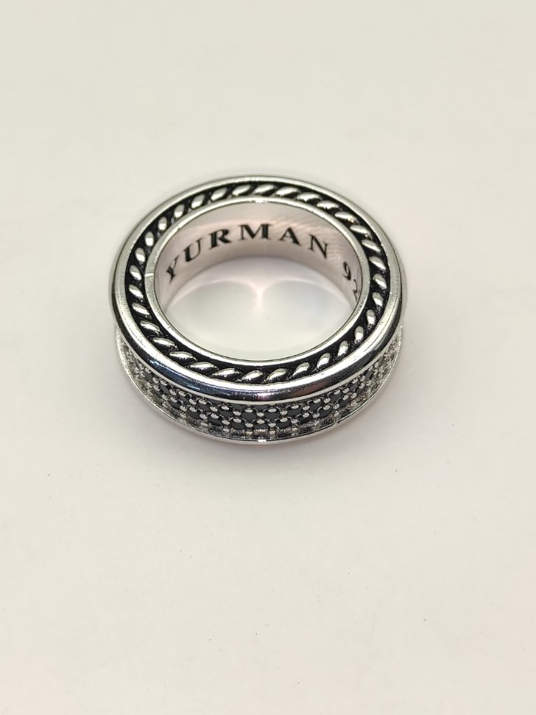 8.5mm Buttonhole Full Diamond Ring, Black Diamond Style, Size: 7-8-9-10